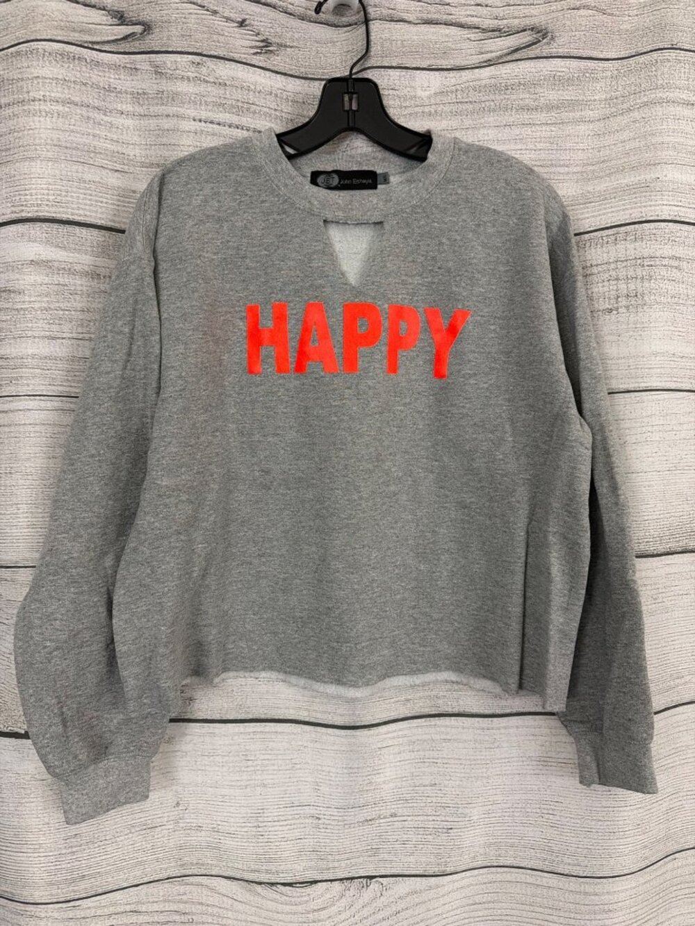 John Eshaya JET Gray "Happy" Sweatshirt Size M/L